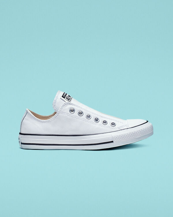 Converse Chuck Taylor All Star Leather Férfi Slip On Fekete/Fehér | SQTRLWU-HU